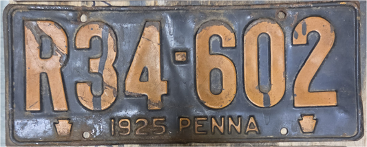 1925 Pennsylvania 'Penna' License Plate