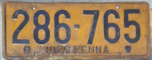 1926 Pennsylvania 'Penna' License Plate