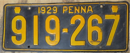 1929 Pennsylvania 'Penna' License Plate