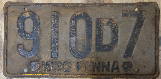 1930 Pennsylvania 'Penna' License Plate #1