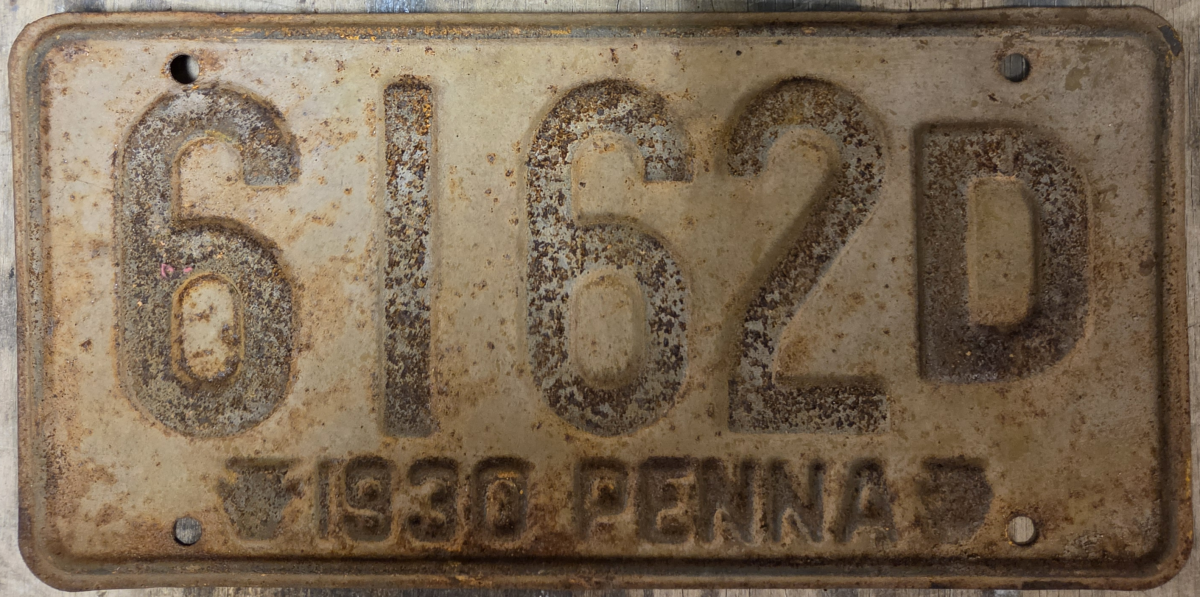 1930 Pennsylvania 'Penna' License Plate #2