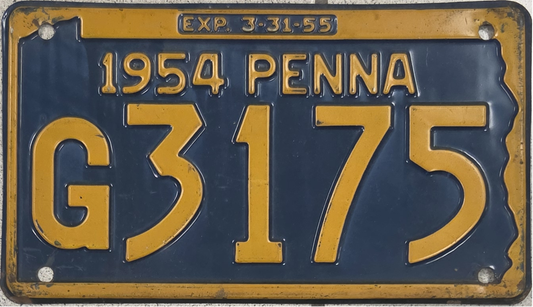 1954 Pennsylvania 'Penna' License Plate