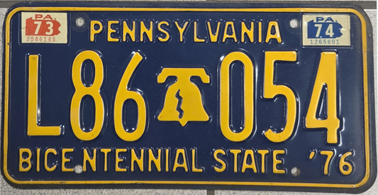 1971 - 1977 Bicentennial Pennsylvania License Plate